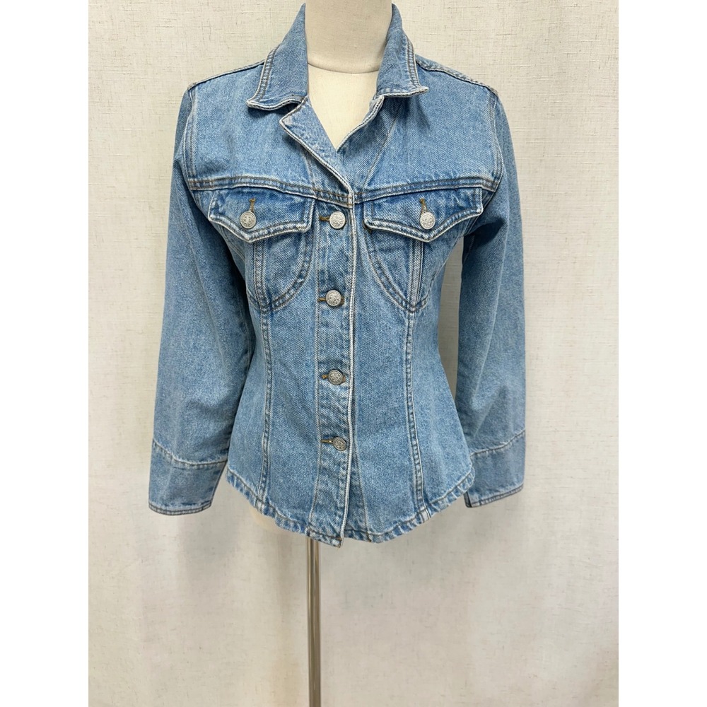 Moda International 90s Vintage  Cotton Blue Denim Shirt Jacket Small Tailored‎ - Picture 16 of 16